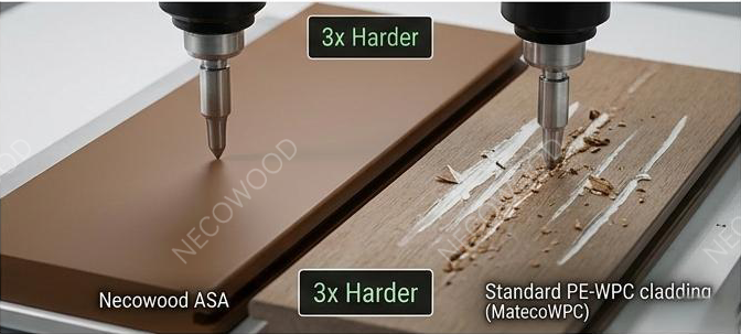 Necowood surface hardness mechanical test
